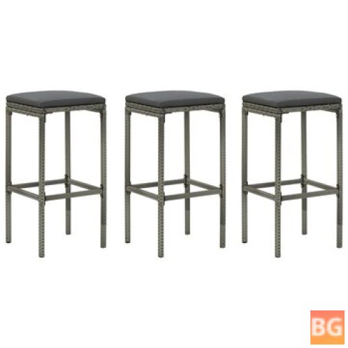 Gray Cushion Bar Stools with Gray Poly Rattan Covers