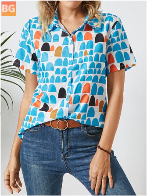 Short Sleeve Button-Up Blouse for Women