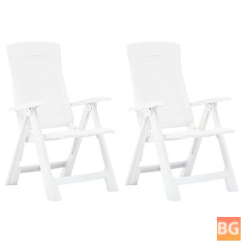 2 pcs White Garden Reclining Chairs