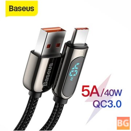 Baseus 40W USB-C Cable with LED Display for Fast Data Transfer across Devices