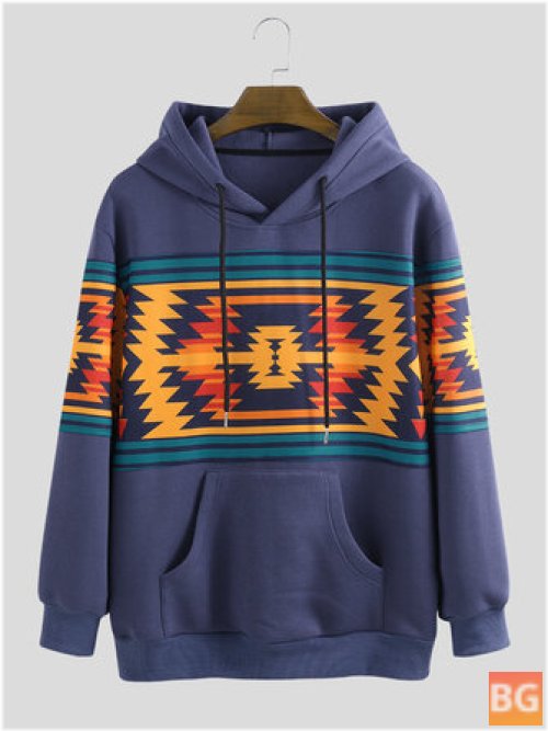 Woolen Hooded Sweatshirt with Casual Pattern