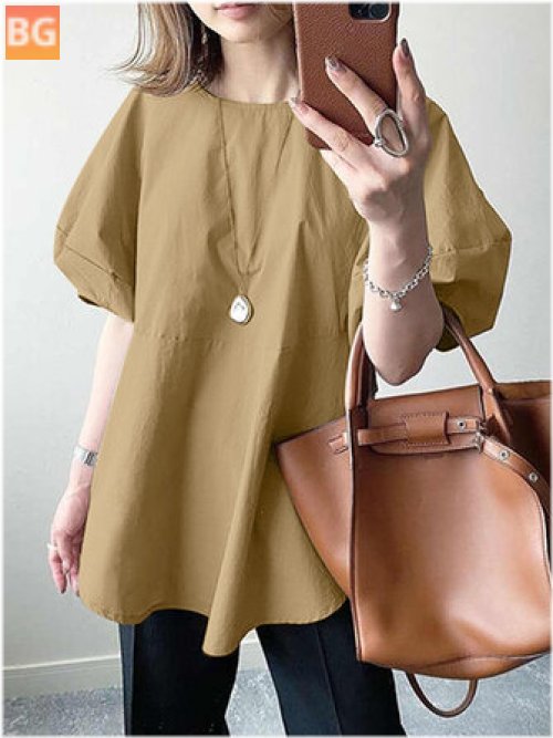 Puff Sleeve Back Button Blouse