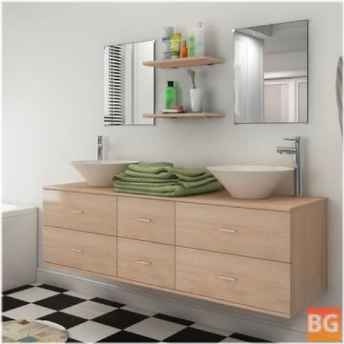 Bathroom Set with Washbasin, Large Storage Space, and Strong Build