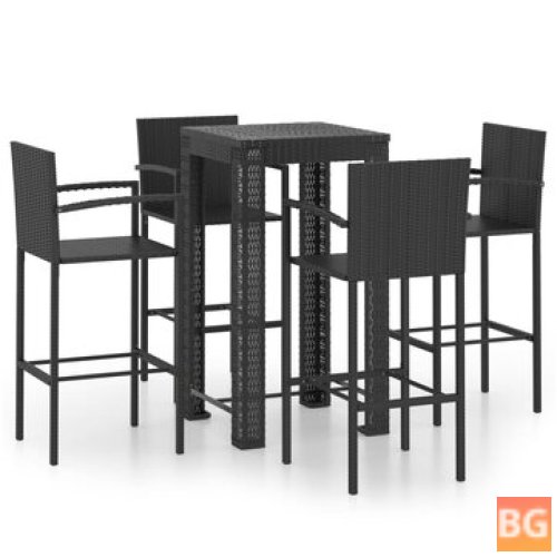 Outdoor Bar Set with Arms and Legs Poly Rattan