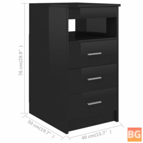 Chipboard Drawer Cabinet - Hign Gloss Black