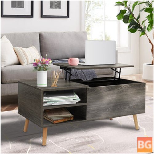 Hommpa Lift Top Coffee Table - hidden storage and side drawer charging station