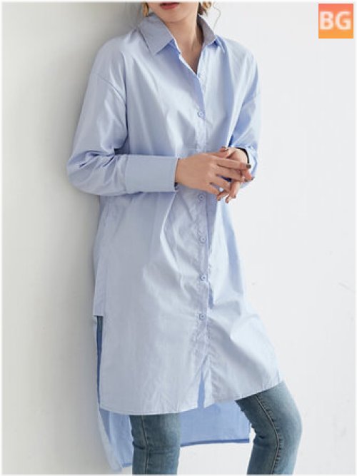 Asymmetrical Hem Button Shirt for Women
