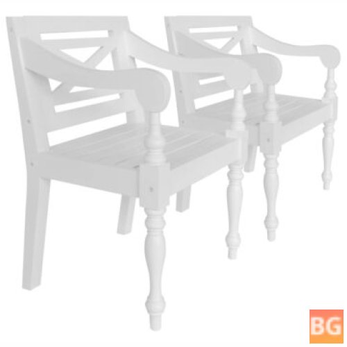 Chairs - Batavia 2pc Solid Mahogany White
