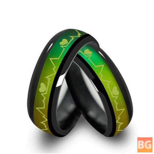 Heartbeat Show Ring with Black Emotional Change Color Temperature