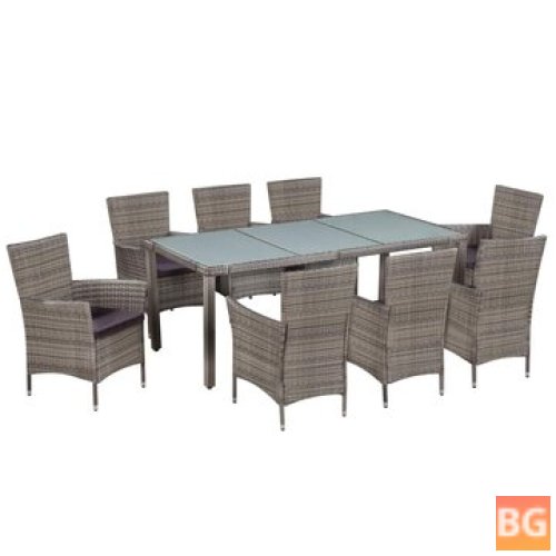 Outdoor Dining Set - Gray Cushions