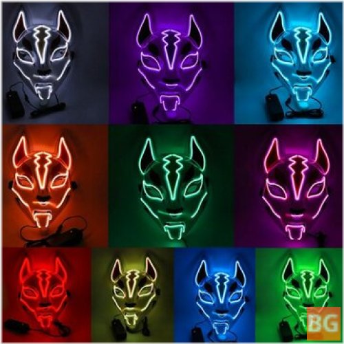 Costume Props Neon Led Luminous Joker Mask Carnival Festival Light Up EL Mask - Japanese Fox Mask Halloween Christmas Decor