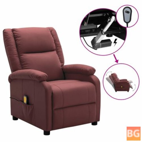 Recliner in Wine Red with faux leather