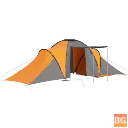 6-Person Winter Camping Tent in Gray and Orange