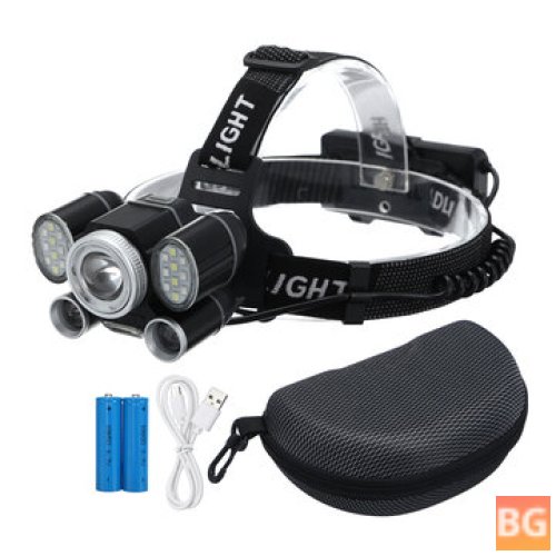 Zoom Headlamp with LED Flashlight - 5 Modes - USB Rechargeable