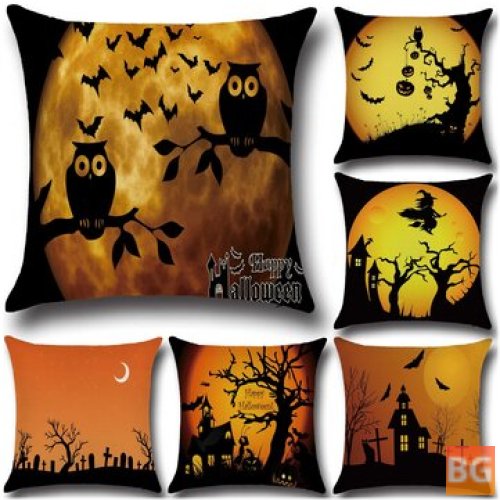 Halloween Pattern Pillowcase - Cotton Linen Throw - Cushion Cover - Seat