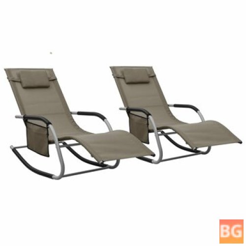 Sun Loungers - 2 pcs Textilene Taupe and Gray