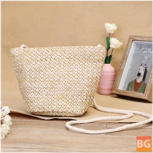 Vintage Beach Bag with Straw and Rattle
