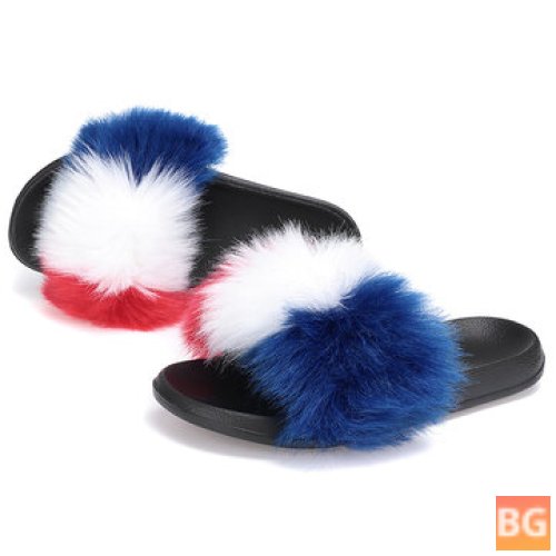 Womens Slippers with Fur Plush Footbed