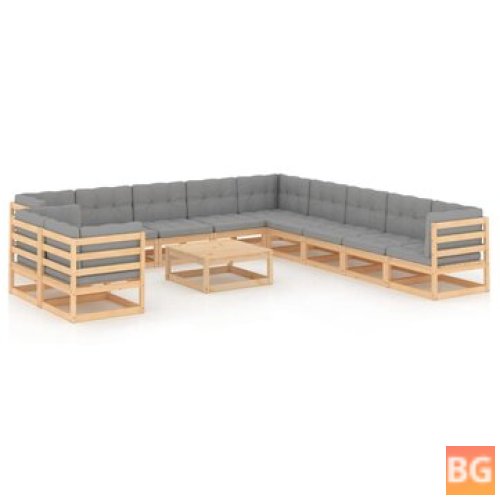Garden Set with Cushions - Solid Pinewood