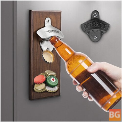 Bottle Opener with Magnetic Catch - Wall Mounted