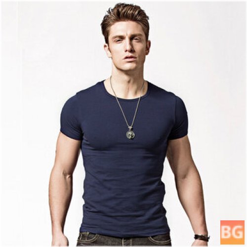 T-Shirt Short Sleeve Solid Color Men's Clothing