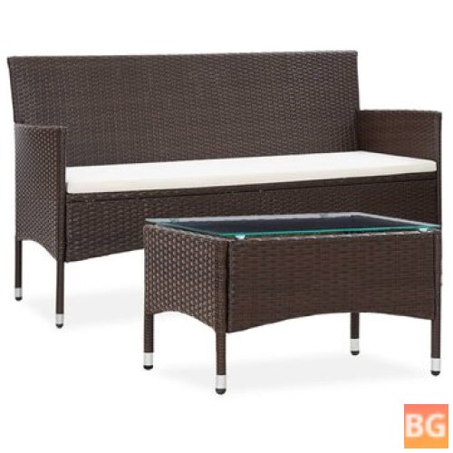 Garden Lounge Set with Cushion and Rattan