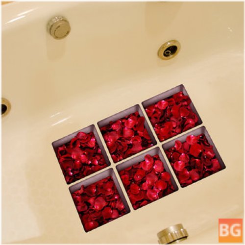 Rose 3D Bathtub Stickers - Set of 6