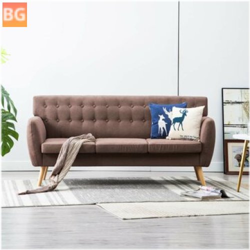 Brown Fabric Three-Seater Sofa (172x70x82 cm)