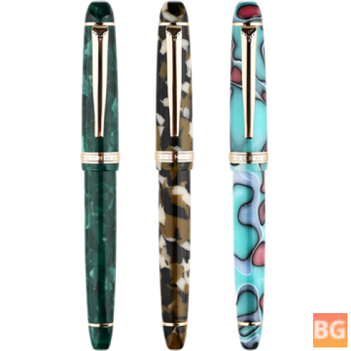 Multicolor Resin Fountain Pen with Golden F Nib - Perfect for Writing, Signing, and Gifting