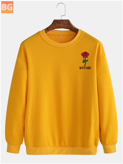 Crew Neck Shirt With Rose Pattern