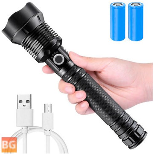 Zoomable USB Rechargeable LED Flashlight with High Lumen Output and Power Indicator