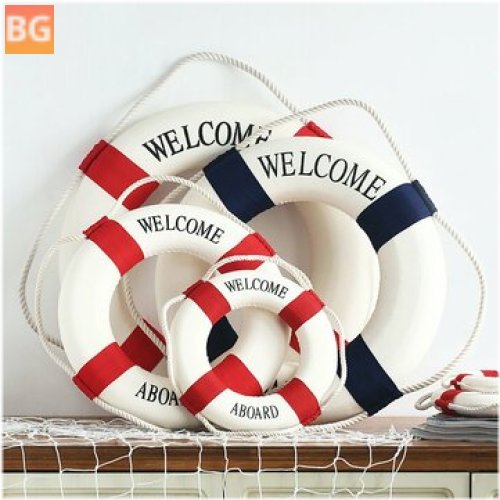 Welcome Board with Decorative Lifebuoy and Anchor