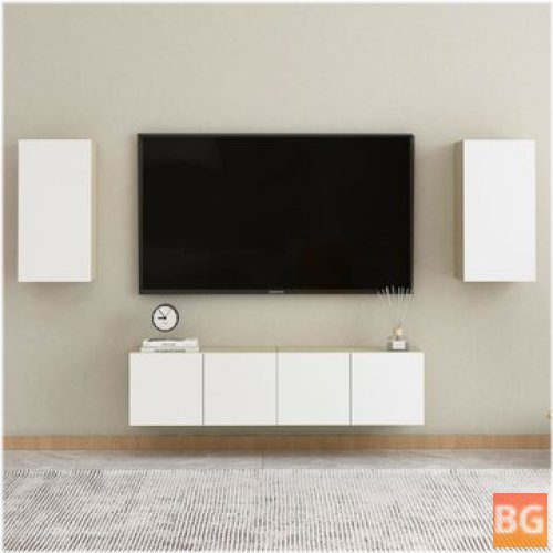 TV Cabinet - White and Sonoma Oak