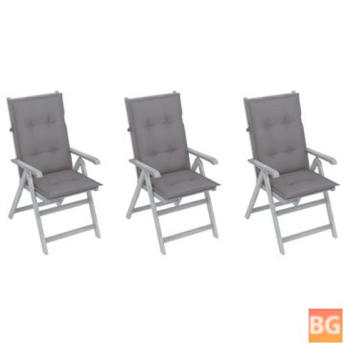 Garden Reclining Chairs 3 Pcs with Cushions and Memory Foam