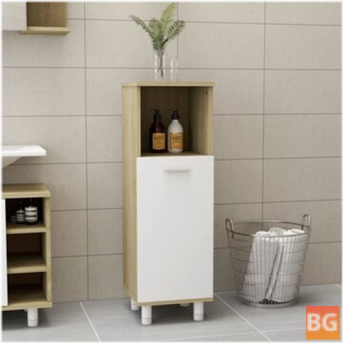 Bathroom Cabinet - White and Sonoma Oak 11.8