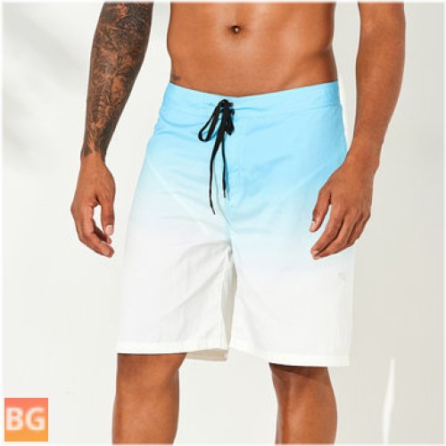 Beach Board Shorts - Men's - Knee Length - Drawstring - Swim Short - With Back Pocket