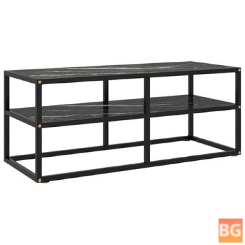TV Cabinet with Black Marble Glass 39.4