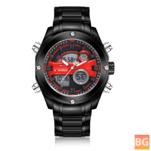 Stainless Steel Sport Watch with Dual Display - NAVIFORCE NF9088