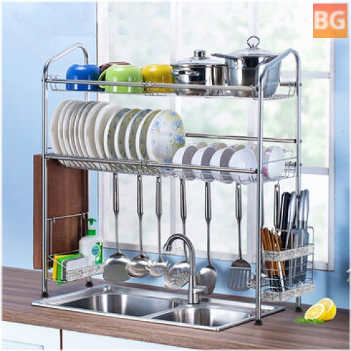 Kitchen Dish Rack with Stainless Steel Bowl and Cutlery Holder