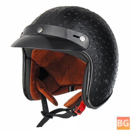 Open Face 3/4 Motorcycle Helmet - Vintage Black Brown
