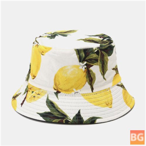 Wearable Fashion Bucket Hat with Lemon Pattern