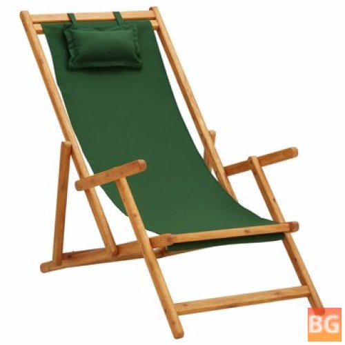 Beach Chair - Solid Eucalyptus Wood and Fabric Green