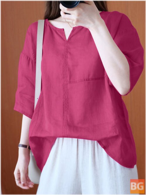 Women's Loose Cotton Blouse - 100% Cotton