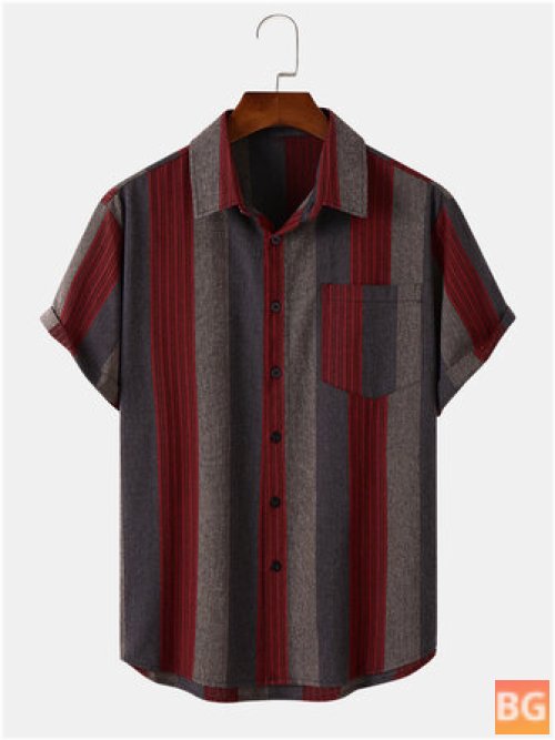 Striped Cotton Linen Button Up Shirt