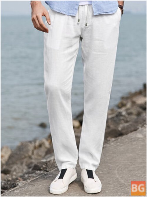 Zipper-Up Fit Casual Pants - Solid Color
