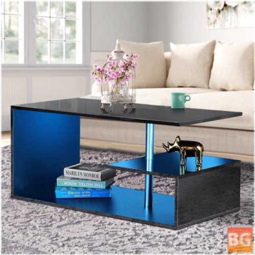 Woodyhome Modern Living Room RGB LED Lighting Coffee Table with Storage - MDF