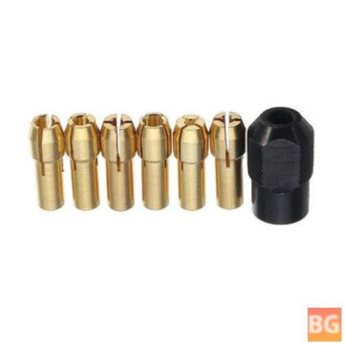 6Pcs 1.25mm Brass Drill bit with M8x0.75mm Black Nut Rotary Tool Accessories