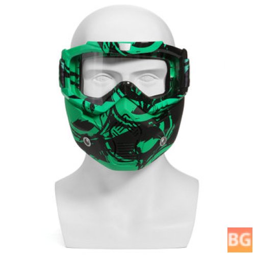 Motorcycle Helmet with Visor and Shield - Clear/Light Green Lens