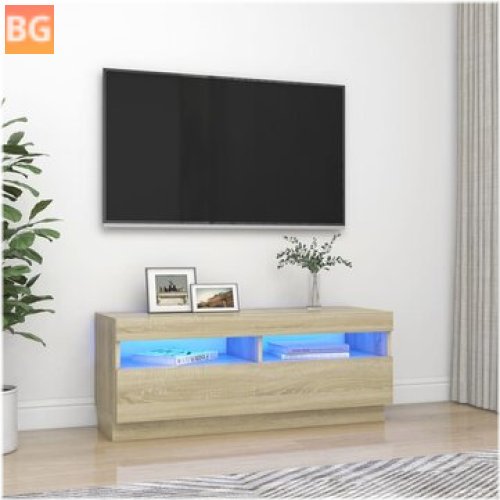 TV Cabinet with LED Lights - Oak 39.4