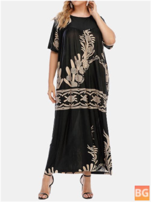 Short Sleeve Ethnic Print Dress